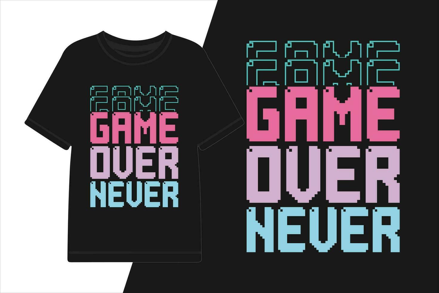 vector game over never gaming tshirt design, graphic shirt design.