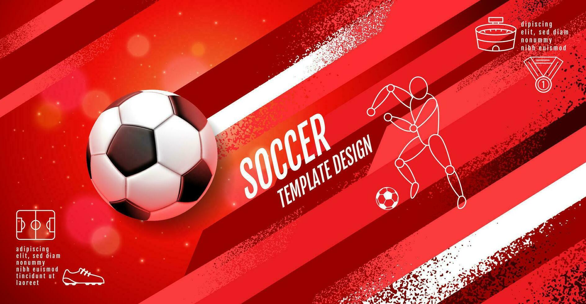 Soccer Template design , Football banner, Sport layout design, Red Theme, vector