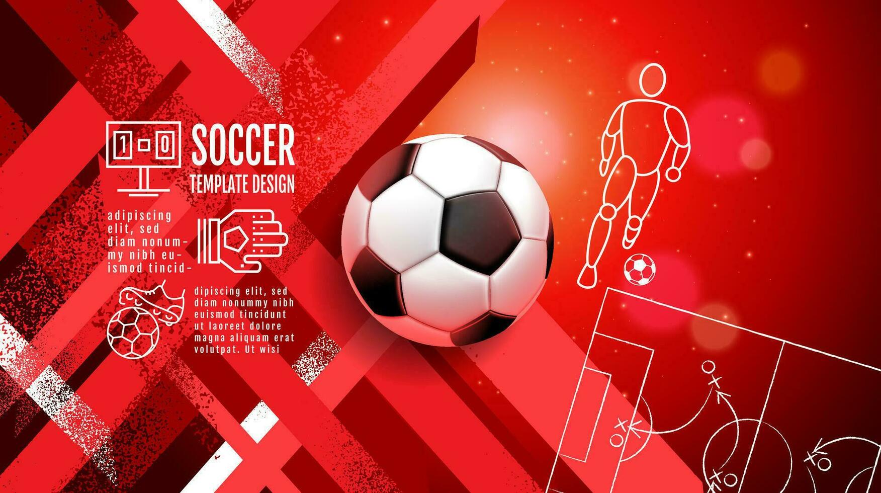 Soccer Template design , Football banner, Sport layout design, Red Theme, vector