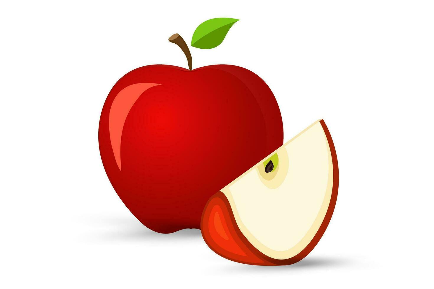 rojo natural Fresco manzanas vector icono, y rojo pedazo cortar de jugoso manzana Fruta elemento, delicioso manzana Fruta concepto en aislado blanco antecedentes