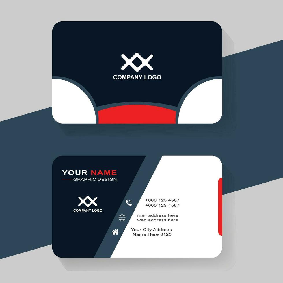 Modern red business card design template. vector