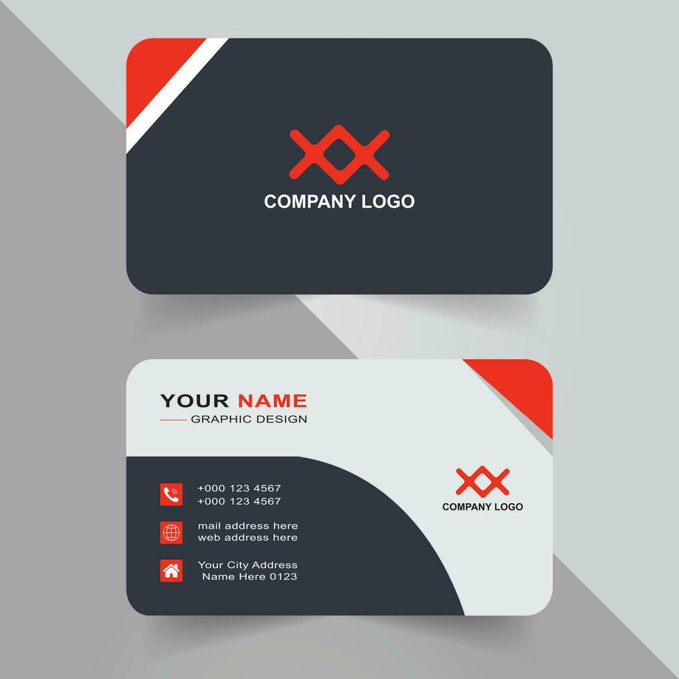 Modern stylish red business card vector design.