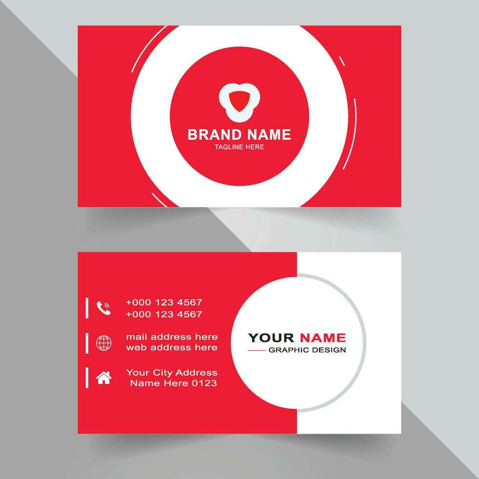 Modern stylish red business card vector design.