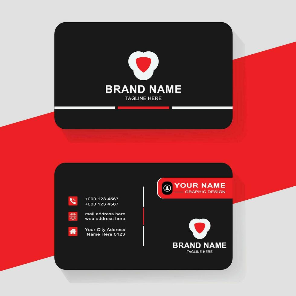 Modern stylish red business card vector design.