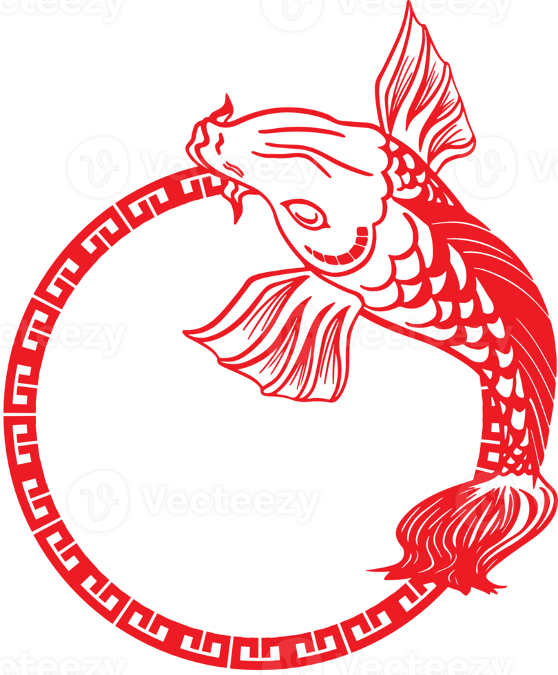 The Japanese fish carp or koi drawing style png