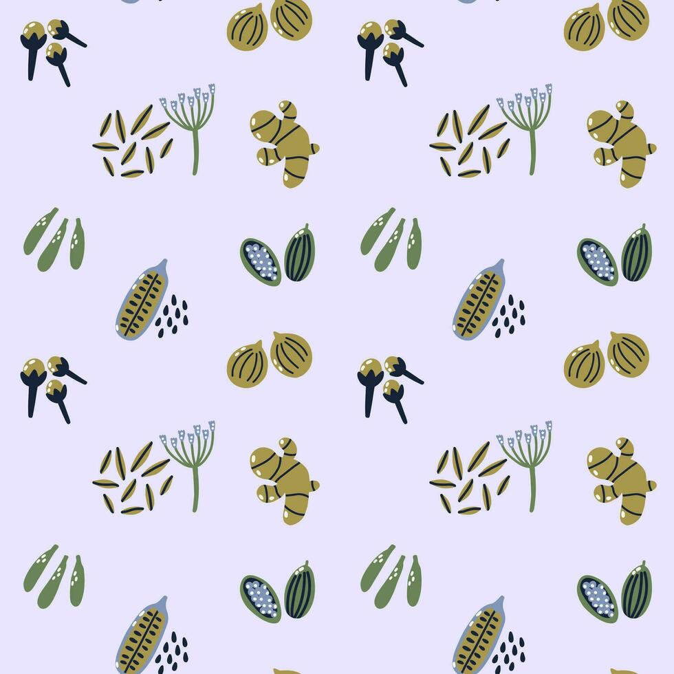 Naive Spice and Herb Pattern vector
