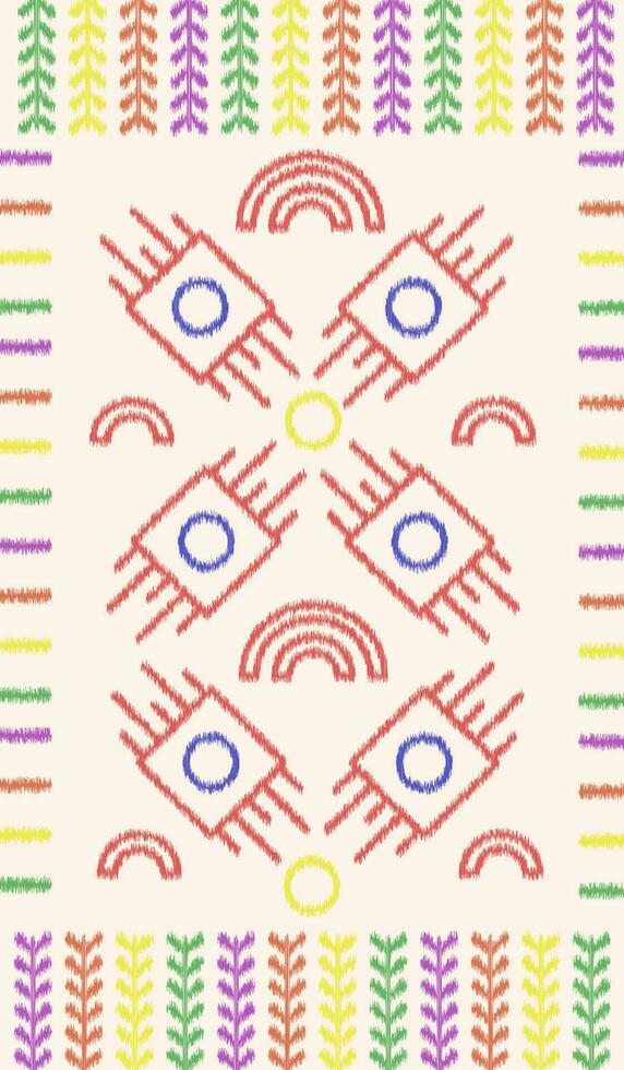 ikat vistoso bordado en pastel antecedentes. geométrico moderno oriental modelo escandinavo. azteca estilo resumen vector ilustración. diseño para textura,tela,ropa,envoltura,decoración,bufanda.