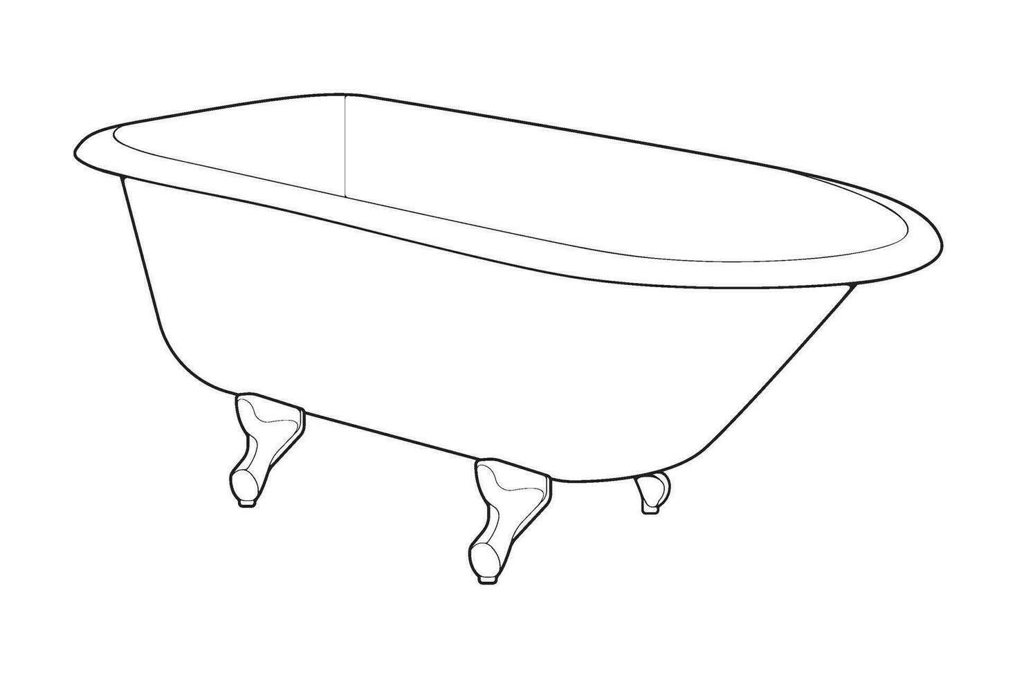 Hand-drawn outline bathtub, simple styles outline vector. Simple doodle sketch style. Vector illustration.