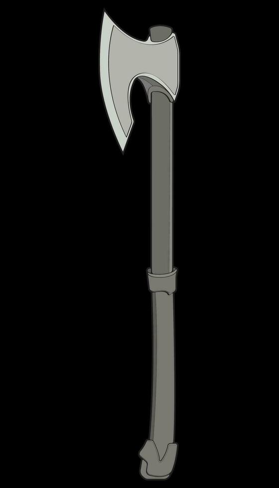 Fullcolor Medieval Axe Vector Weapon. Vector Hand Drawn Illustration Isolated On Black Background.