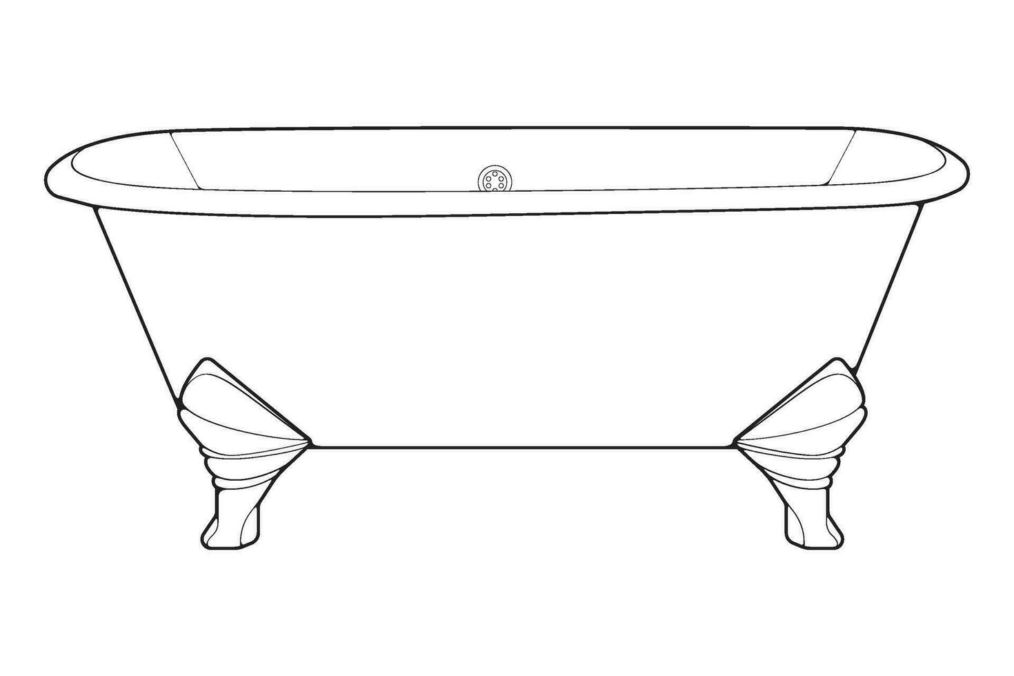 Hand-drawn outline bathtub, simple styles outline vector. Simple doodle sketch style. Vector illustration.