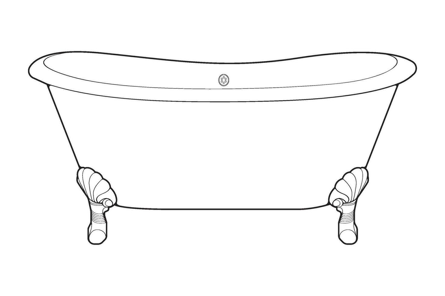 Hand-drawn outline bathtub, simple styles outline vector. Simple doodle sketch style. Vector illustration.