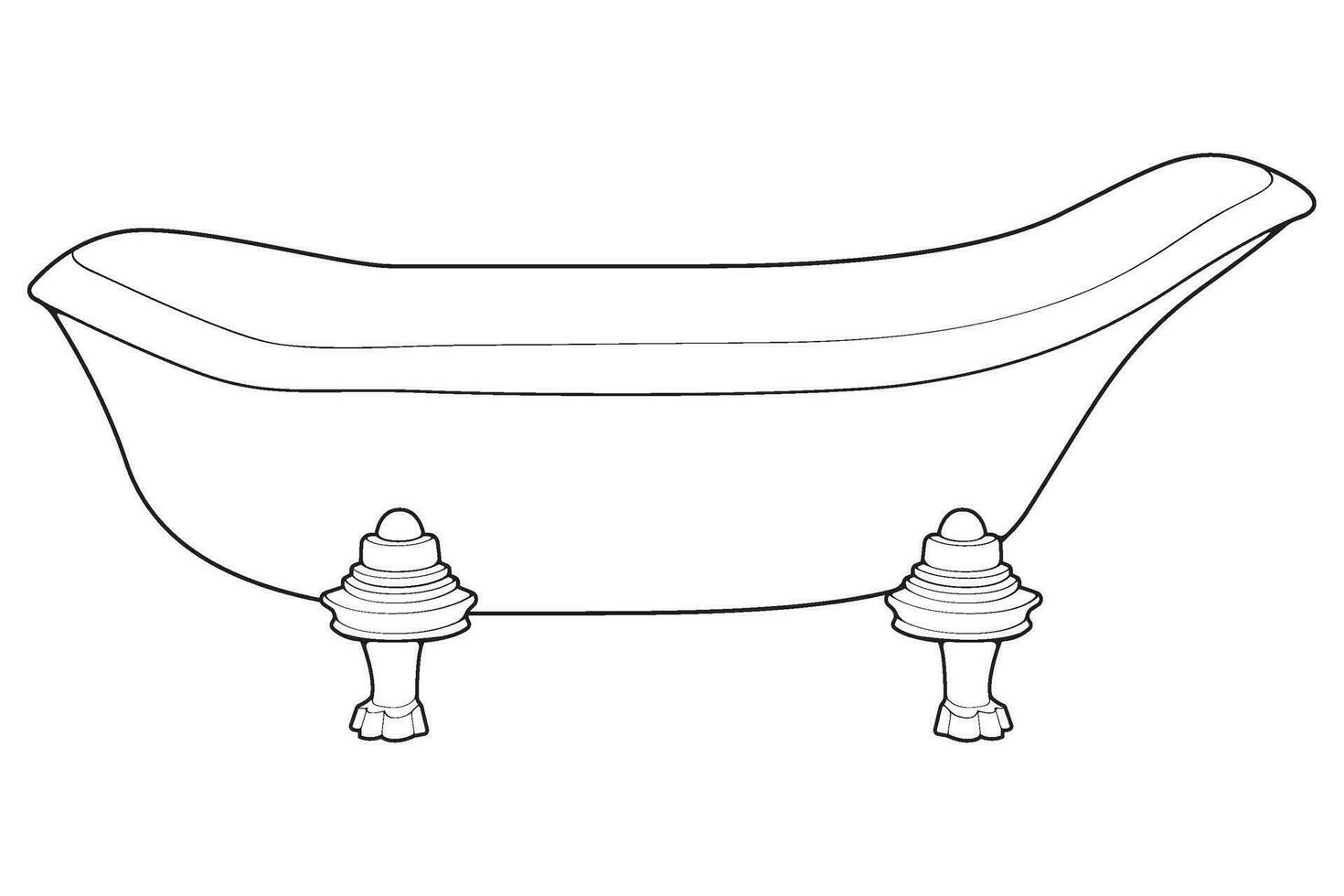 Hand-drawn outline bathtub, simple styles outline vector. Simple doodle sketch style. Vector illustration.