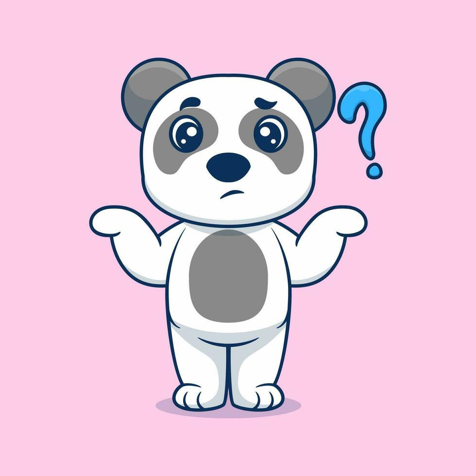 Cute panda confused cartoon vector icon illustration