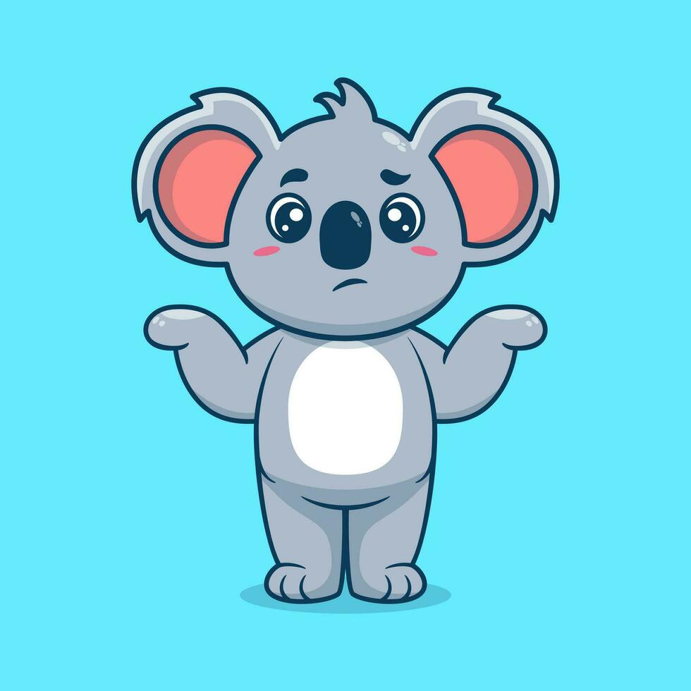 Cute koala confused cartoon vector icon illustration