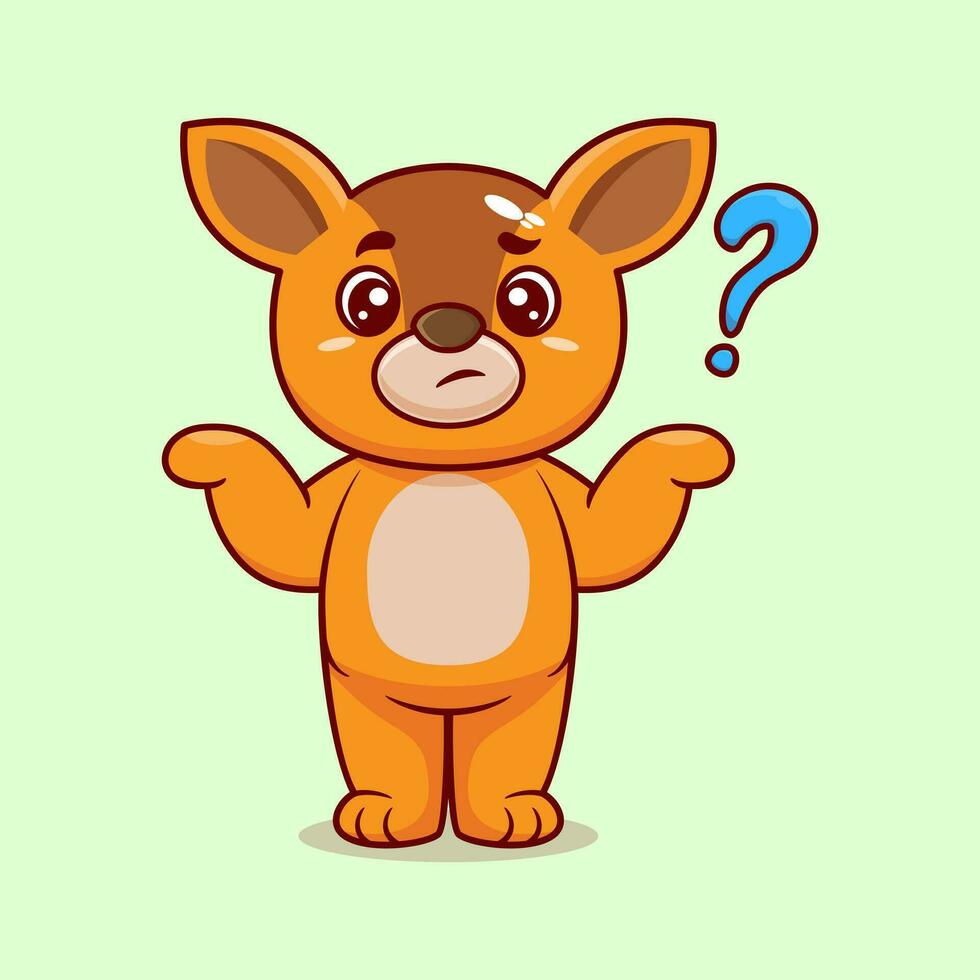 Cute baby deer confused cartoon vector icon illustration
