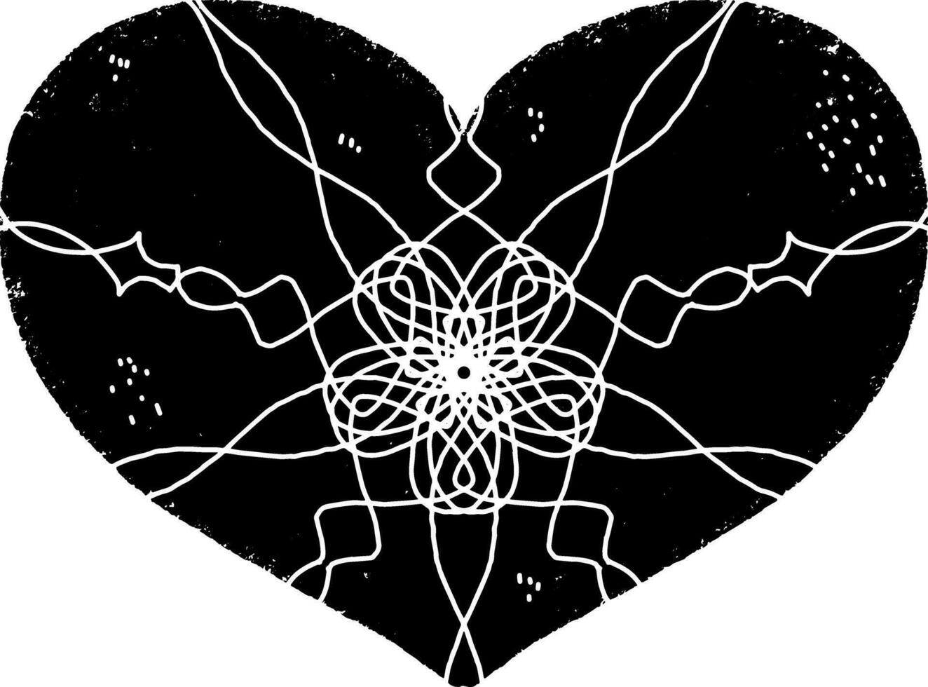 a black and white drawing of a heart with a flower in it vector