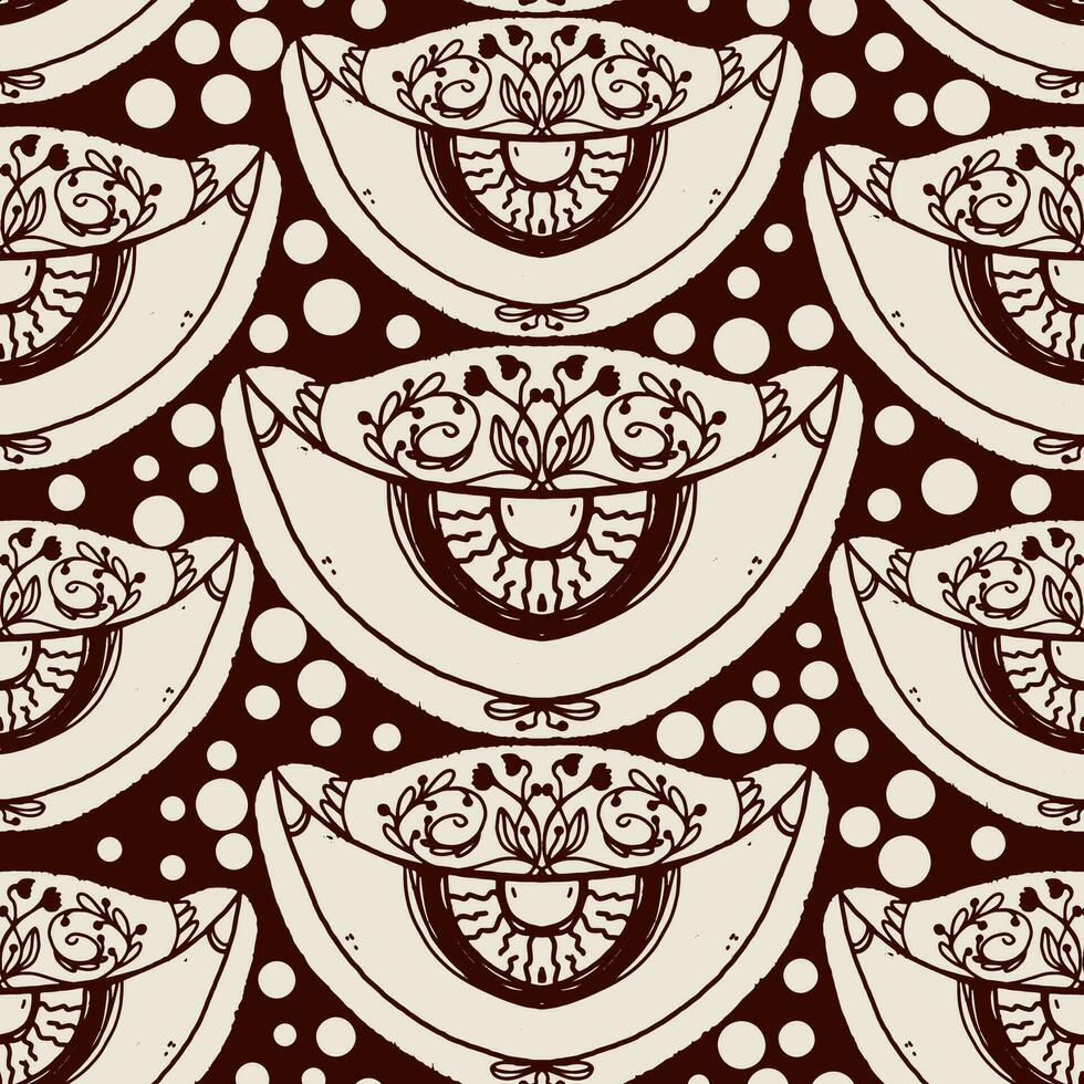 a pattern with a melon on it vector