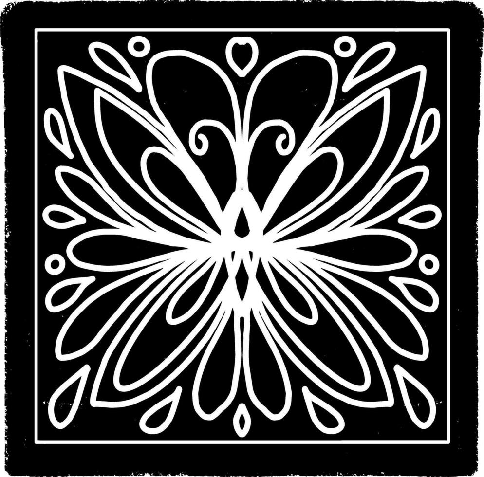 un negro y blanco mariposa diseño en un cuadrado vector