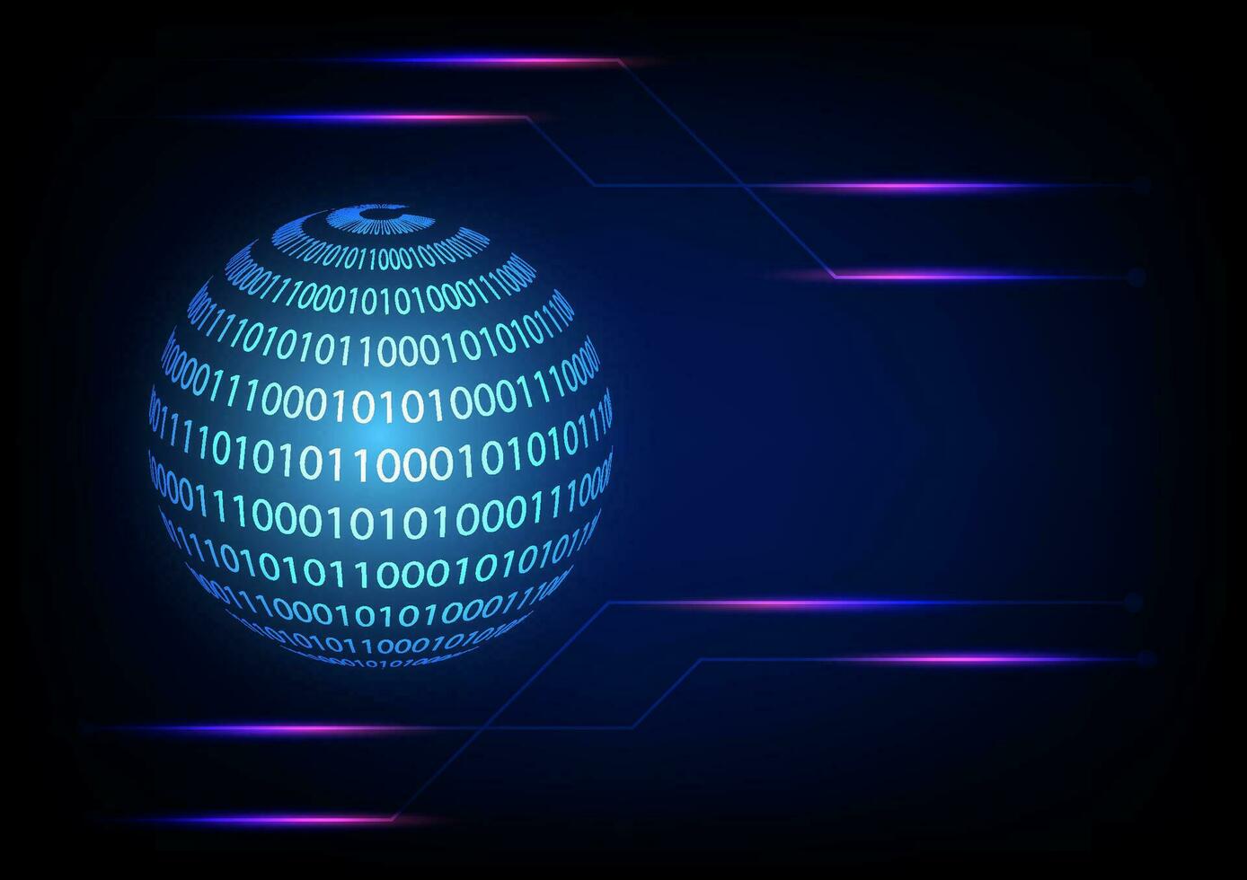 Cyber crime concept. Globe with binary code and security payment information. Digital earth with tech-circle on technology background. Data Sorting. Artificial intelligence. Big data.Smart system. vector