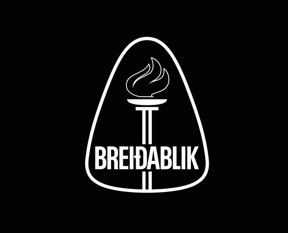 Breidablik Kopavogur Club Symbol Logo White Iceland League Football Abstract Design Vector Illustration With Black Background