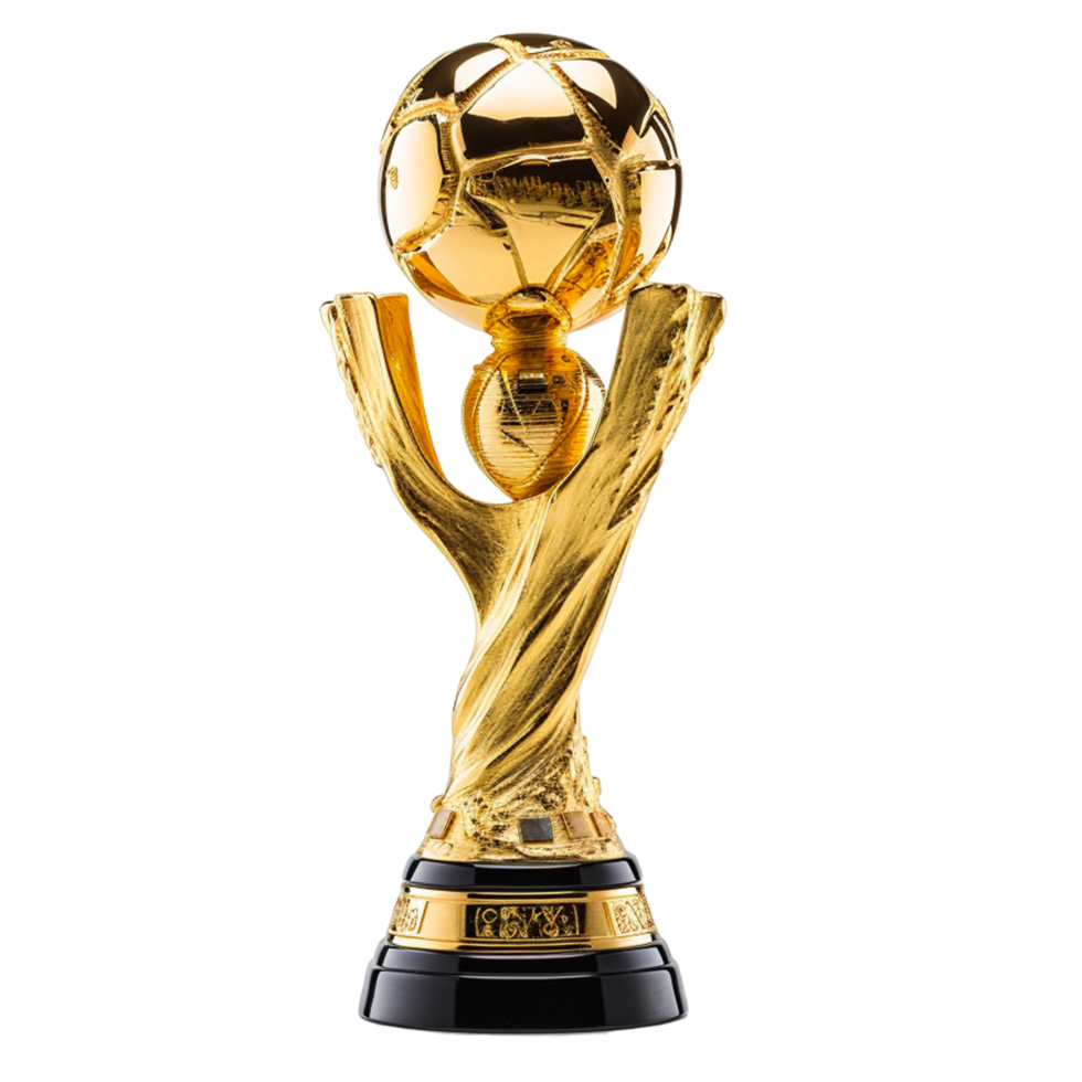 Golden trophy soccer ball Ai Generative png