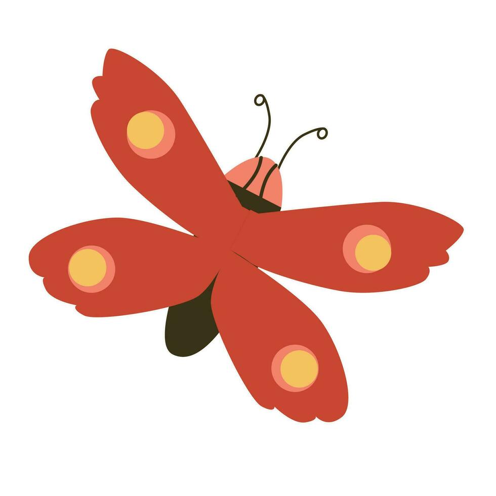 cute red butterfly icon with yellow dots vector