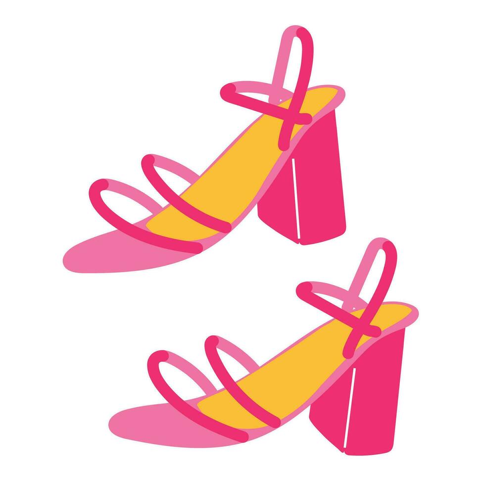 Moda de moda rosado Zapatos en 2000 años estilo vector