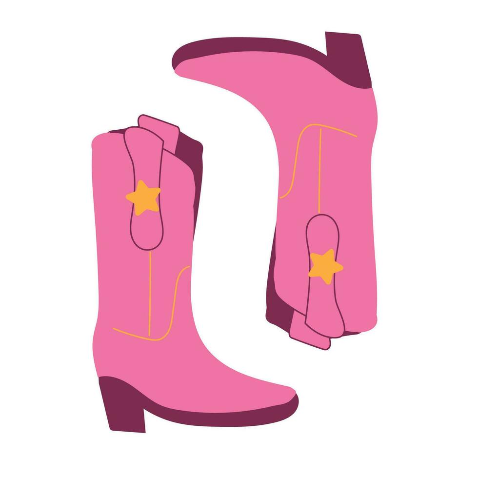 rosado vaquero botas para muchachas en un plano estilo vector