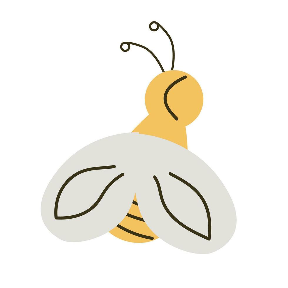 cute cartoon bee with wings vector illustration