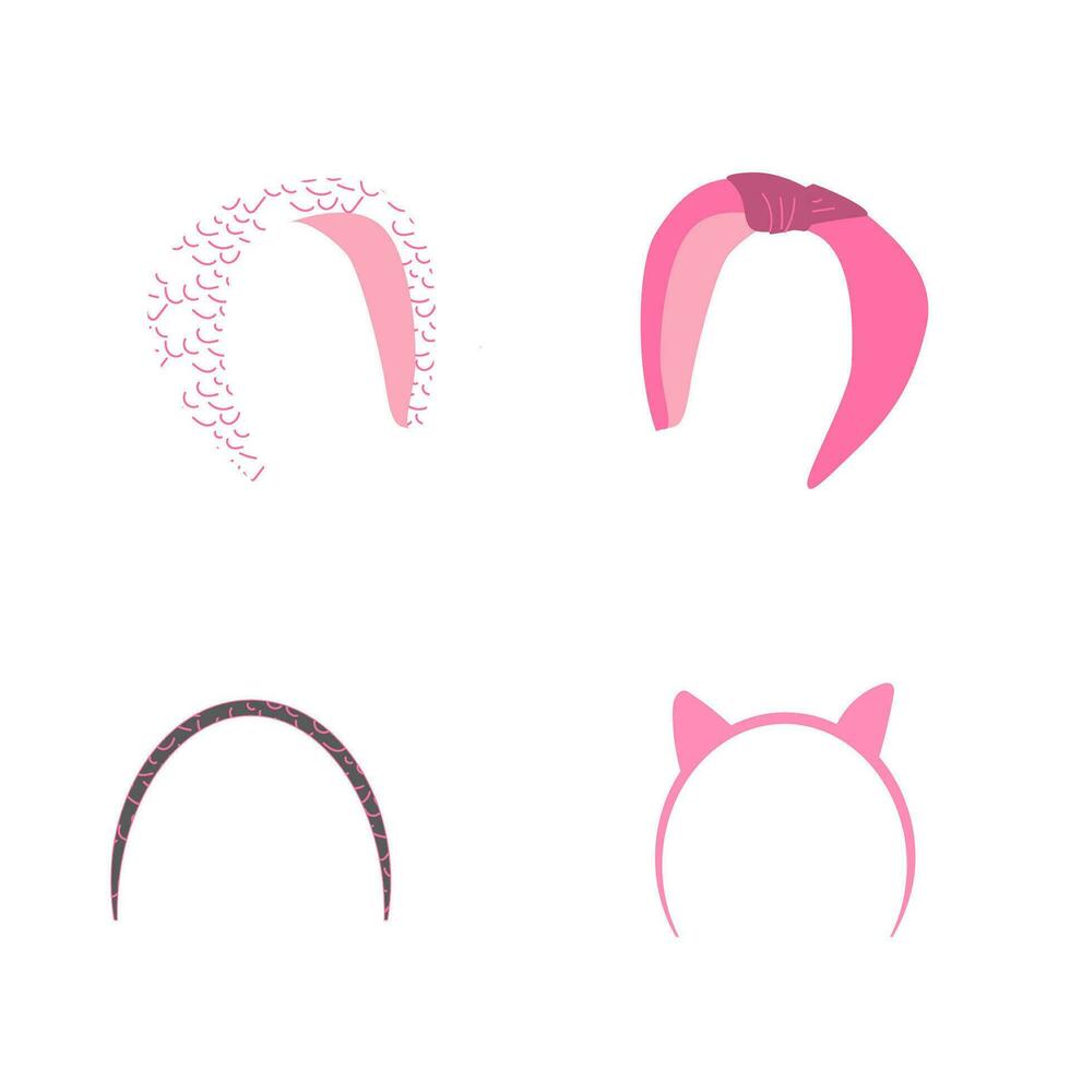 a set of beautiful headbands in cartoon style vector