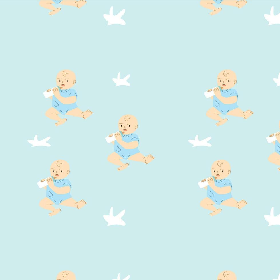 baby background of small boy and kids bottle vector