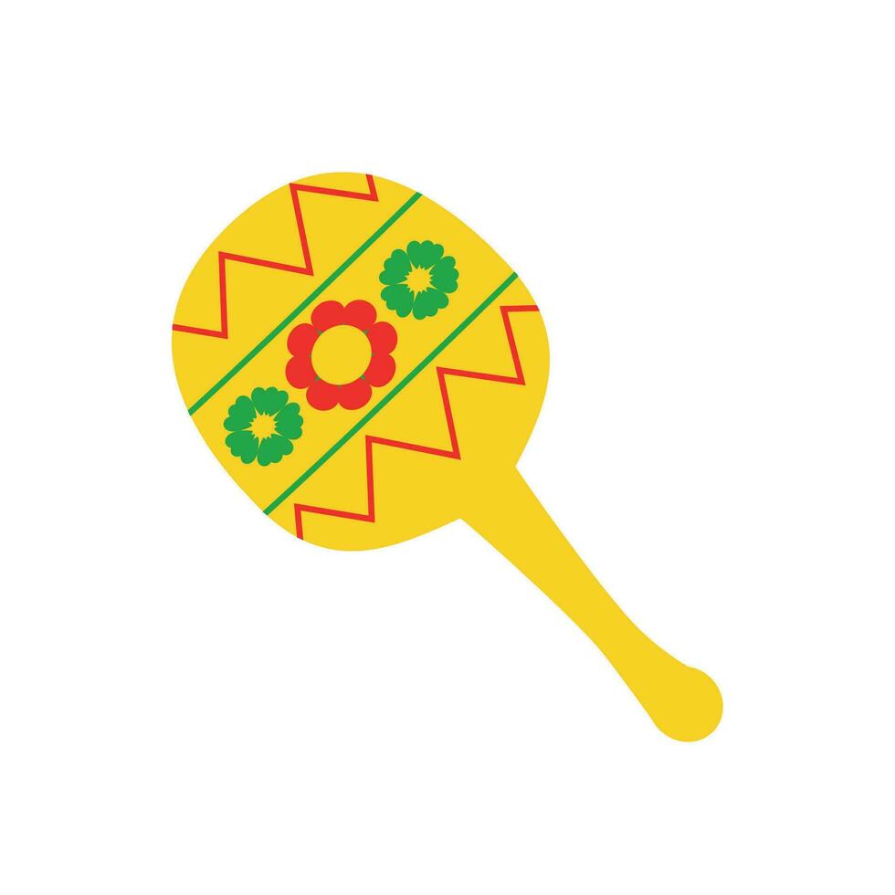 mexican musical instrument maracas in yellow color vector