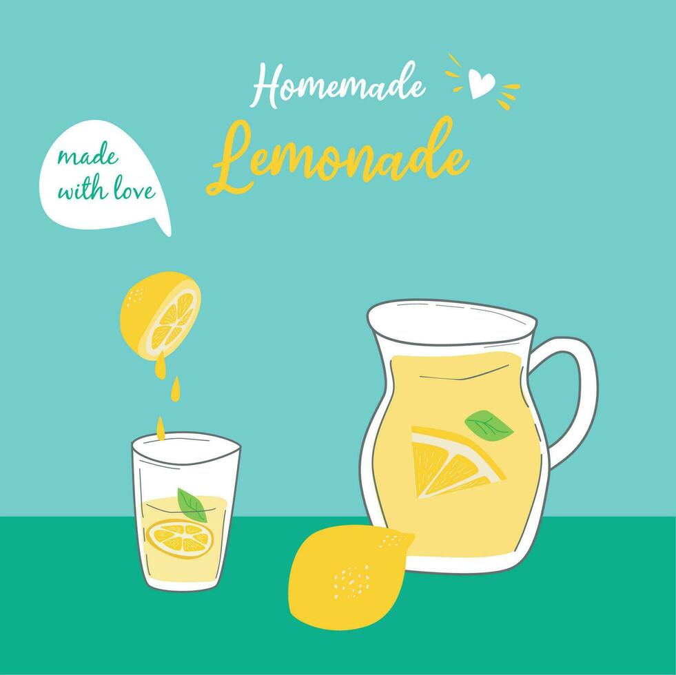background for homemade lemonade refreshing drink vector