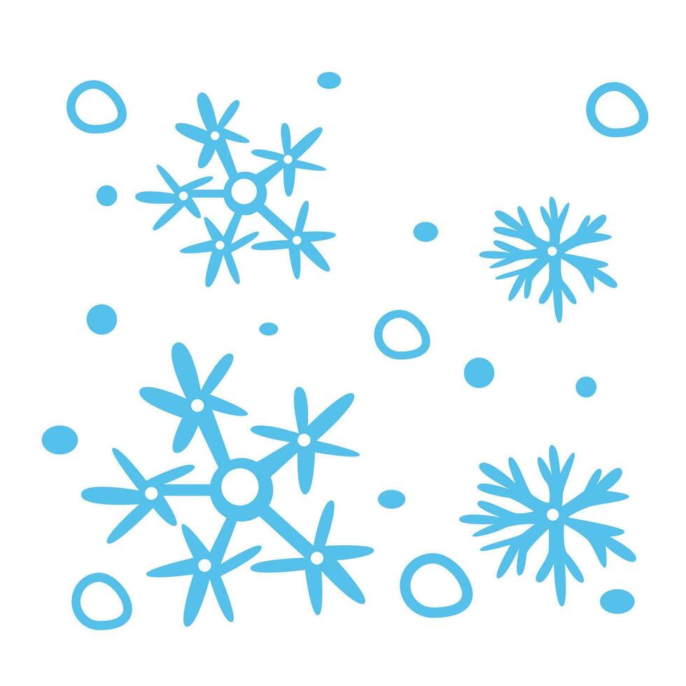 hand drawn snowflakes with snow bubble pattern vector