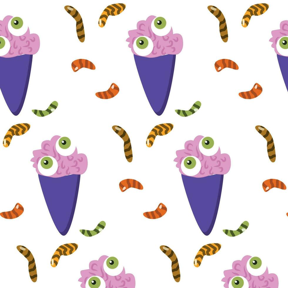 candy from worms and ice cream from brain pattern vector