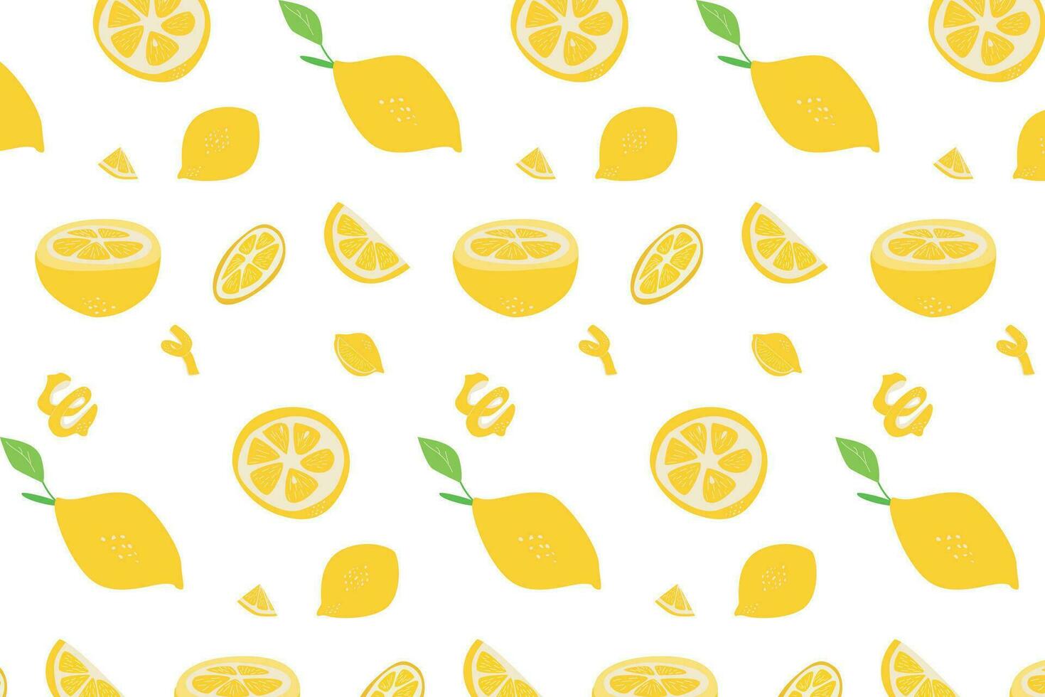 Vector lemon pattern with fruit and lemon slices.