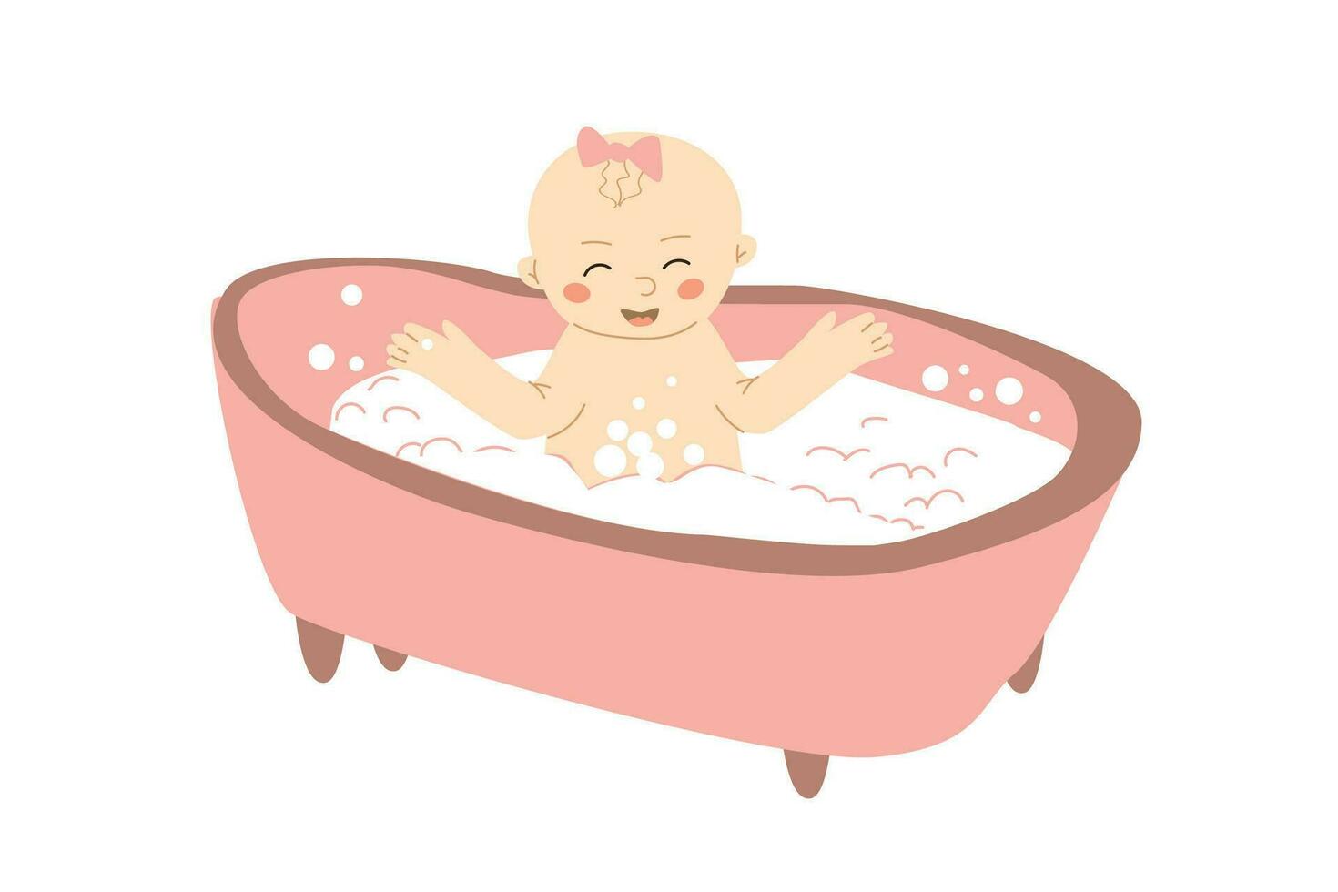 Cute little baby girl taking a bubble bath vector