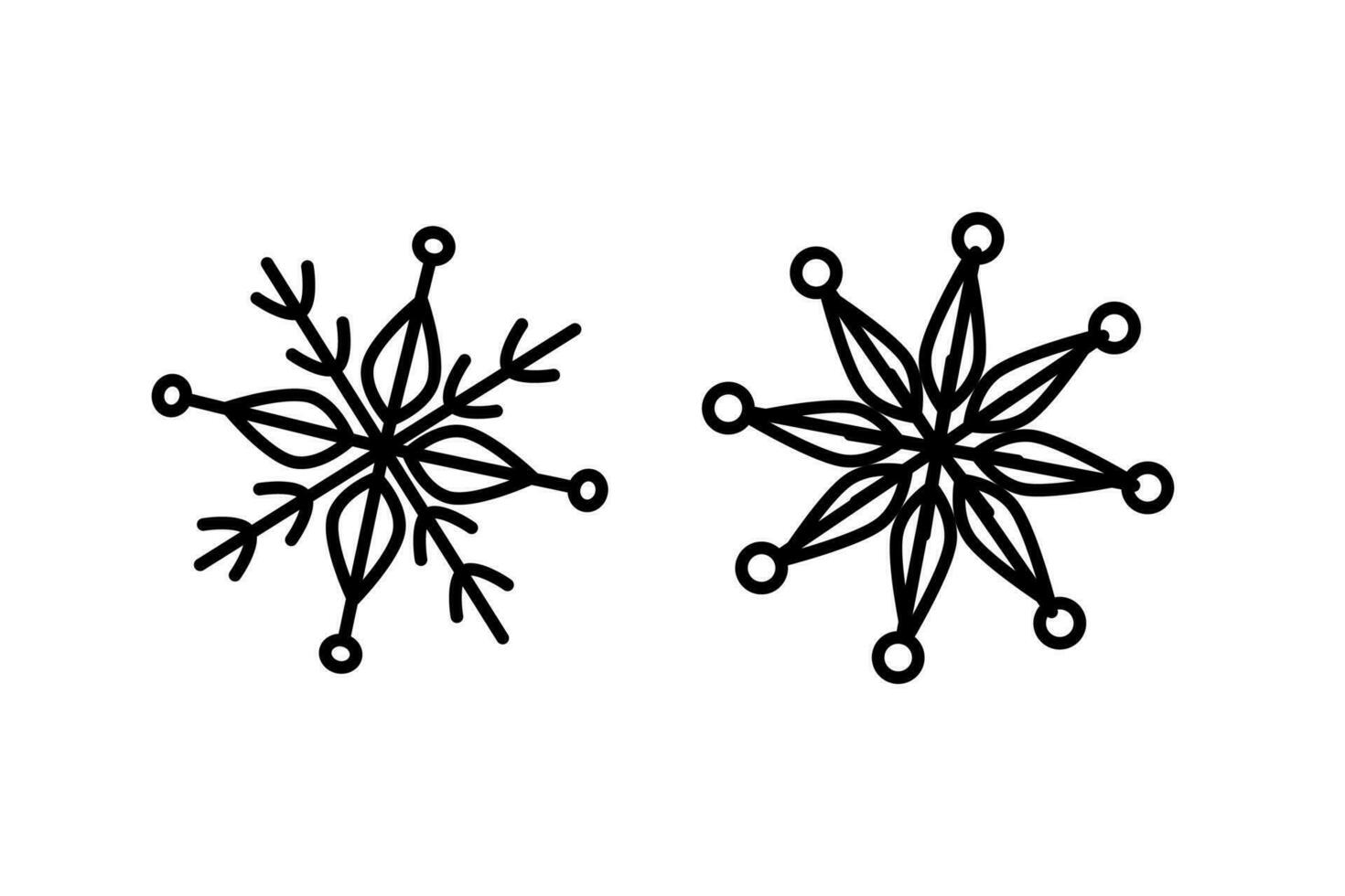 a set of two beautiful snowflakes icons isolated vector