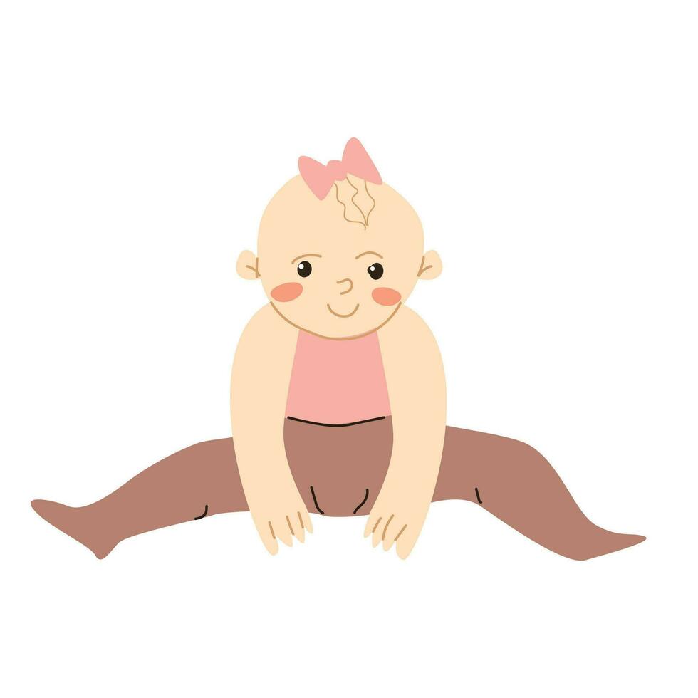 cute small girl sitting and playing, female baby vector