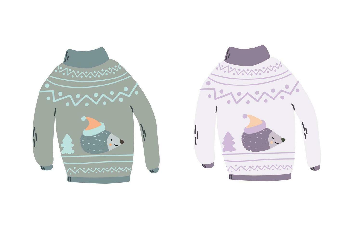 set of knit pullover for winter, ugly sweater vector