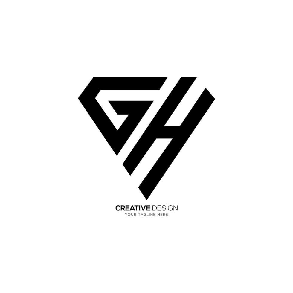 Modern triangle letter g h v with diamond shape unique monogram abstract logo design vector