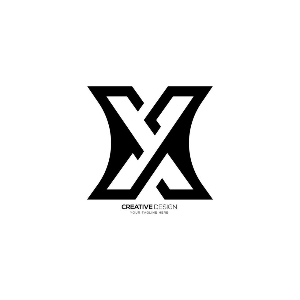 Unique letter Yx modern shape stylish creative abstract line art monogram logo vector