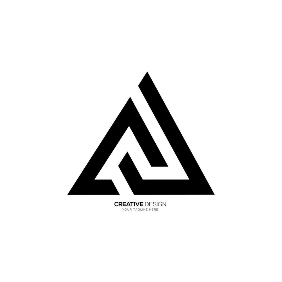 triangle shape letter a c j initial creative line shape unique monogram logo vector