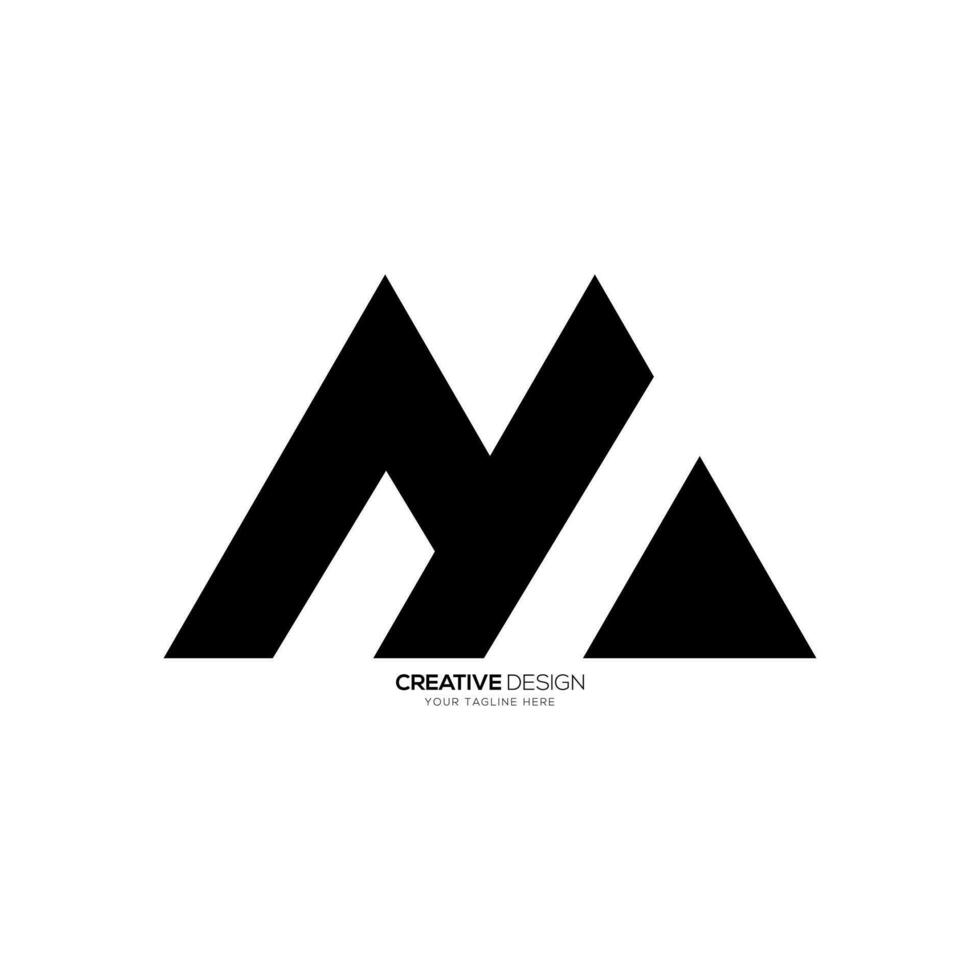 Modern letter Nm or Mn with mountain shape flat monogram hiking abstract logo vector