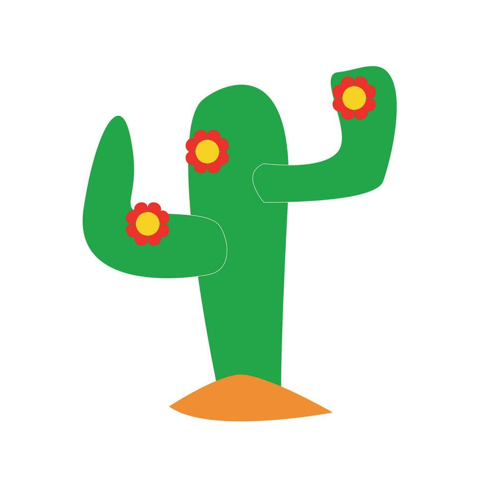 Mexican cactus with bright flower in a flat design vector