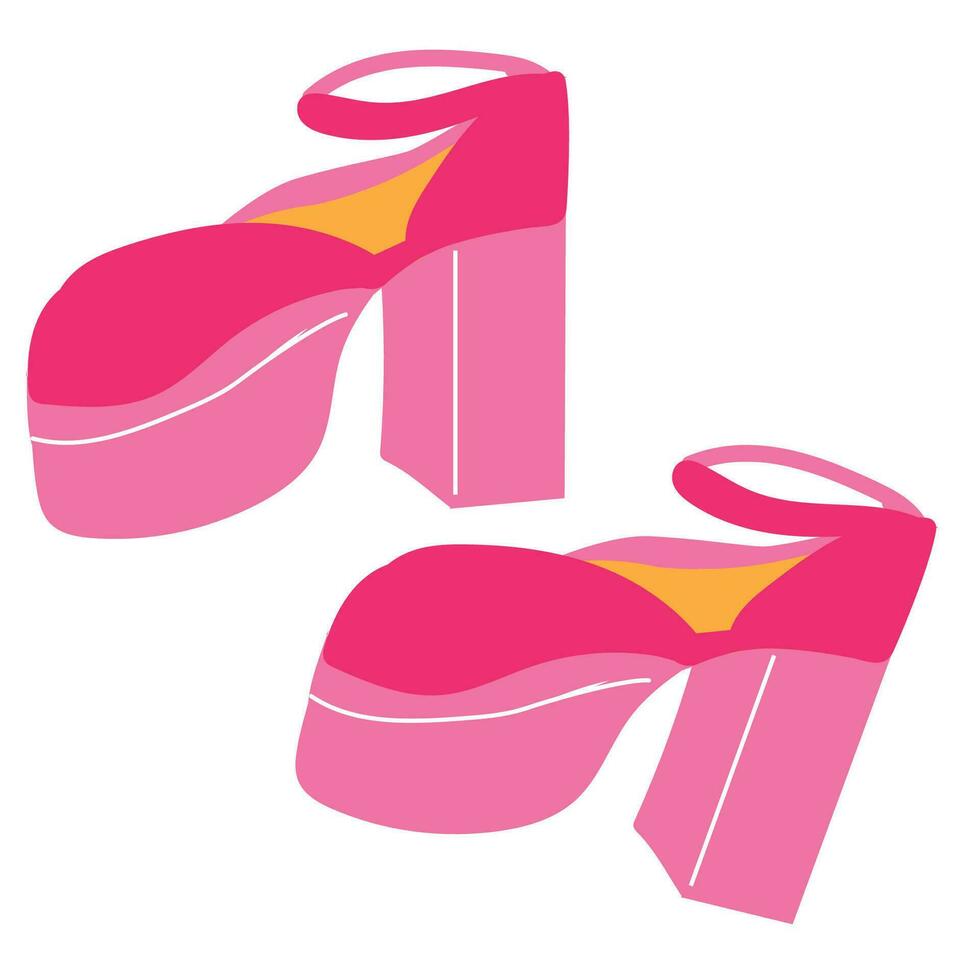 pink high heeled shoes in retro style pinkcore vector