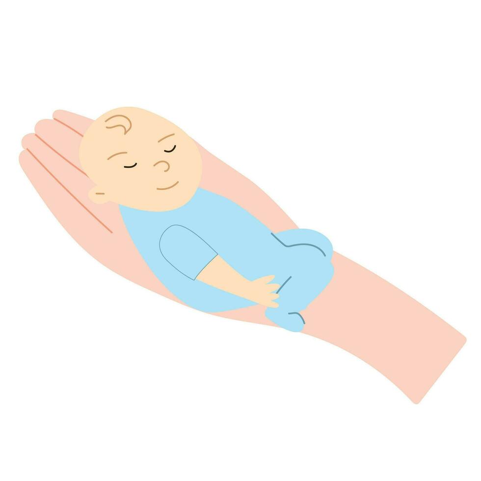 A newborn baby sleeping in arm vector