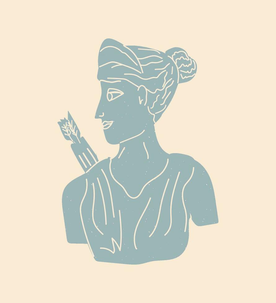 antiguo busto de griego mujer Dios en un moderno estilo vector