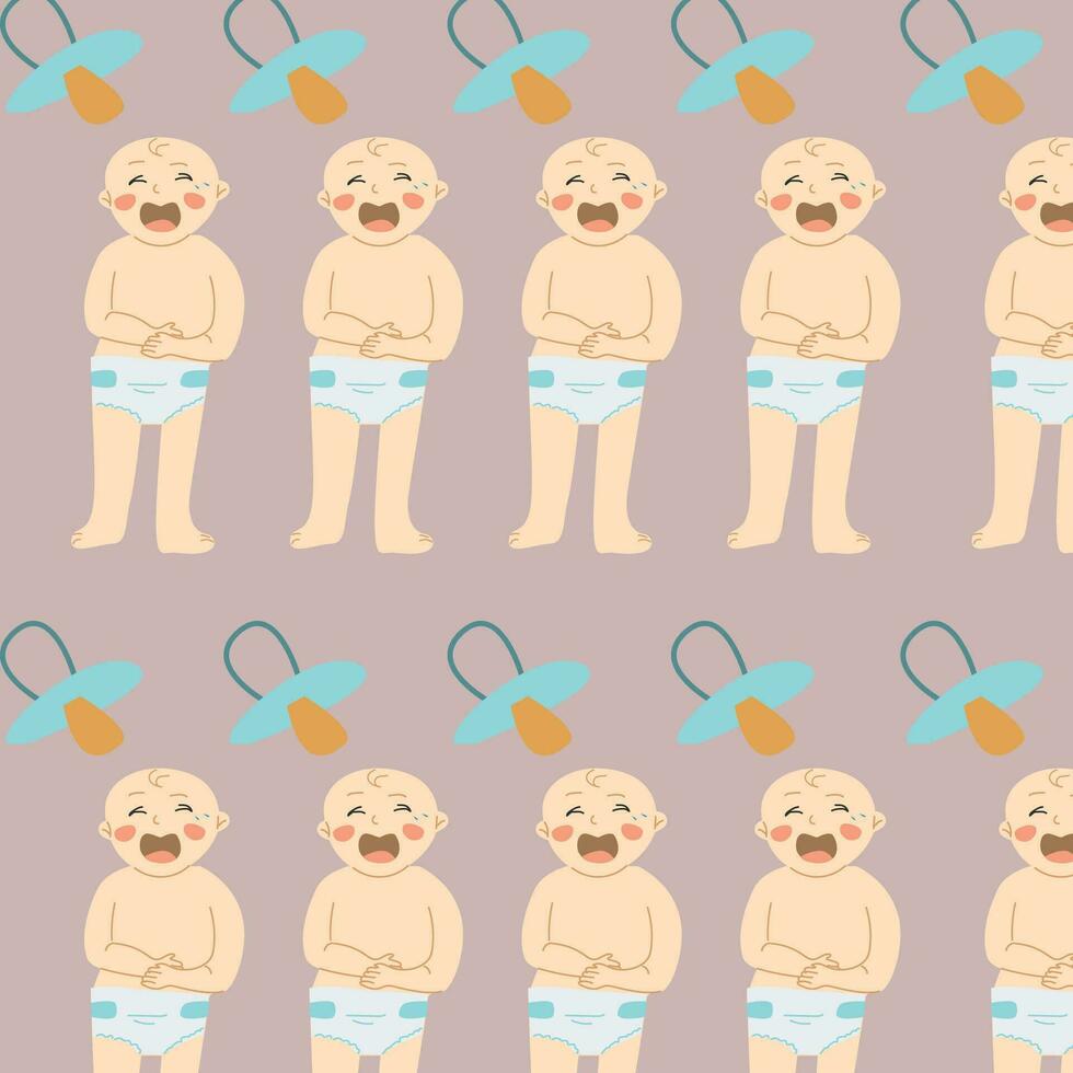 background of crying baby, seamless baby pattern vector