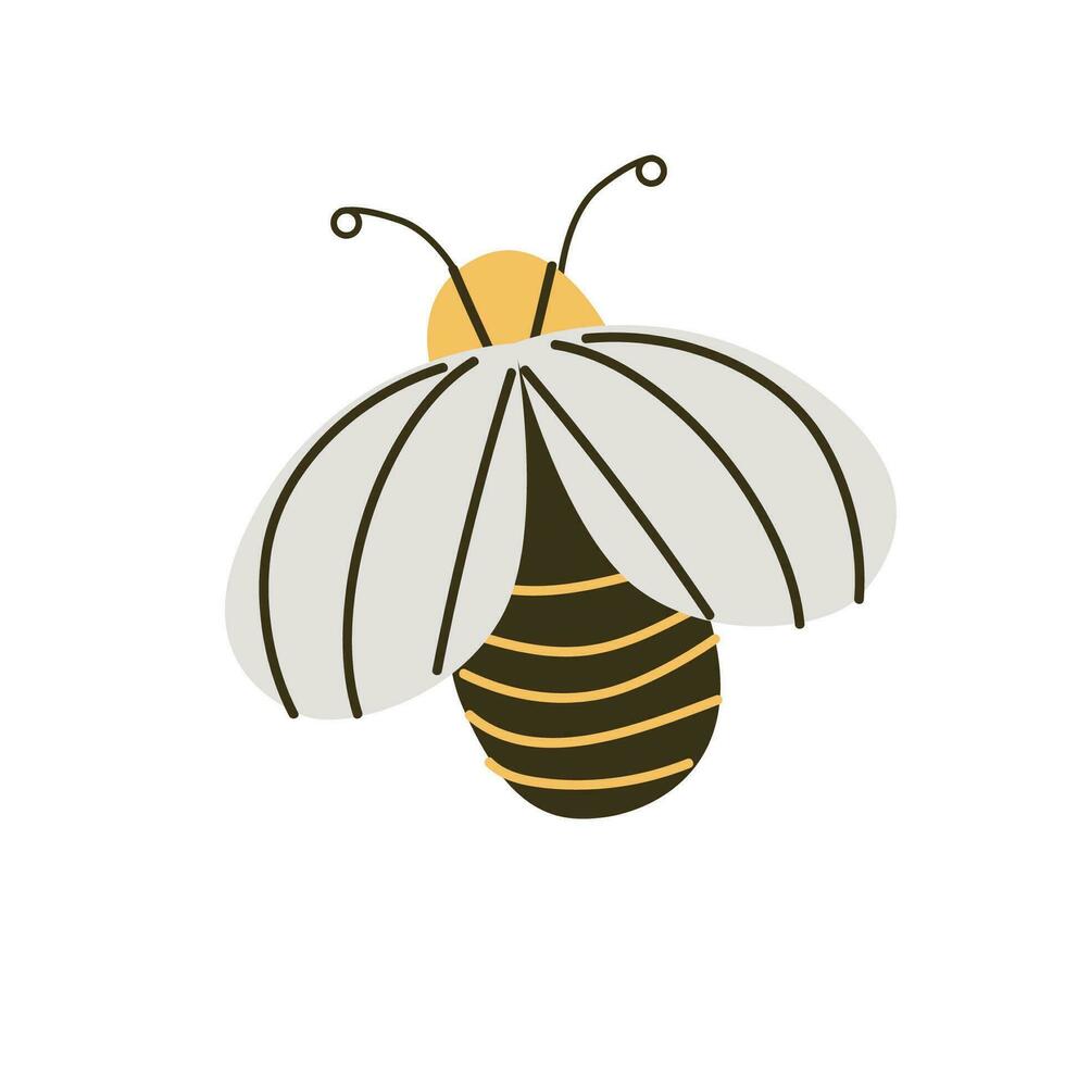 Cute animal or insect bee with wing and antenna vector